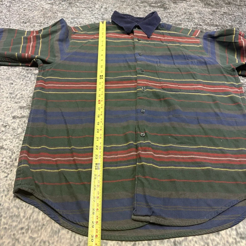 Vintage J. Crew Shirt Button Down Horizontal Striped‎ Mens Large Casual Preppy